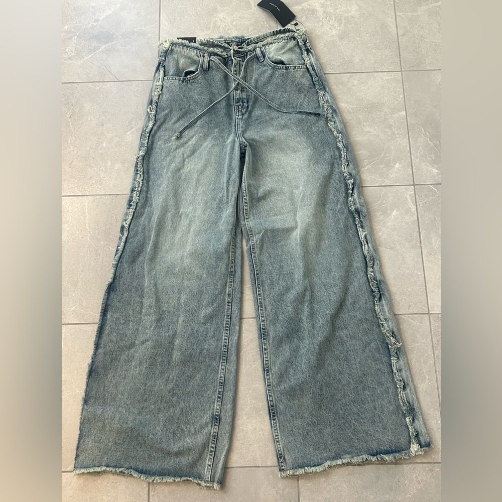 NWT American Bazi Wide-Leg Denim Jeans – Blue Wash - Large